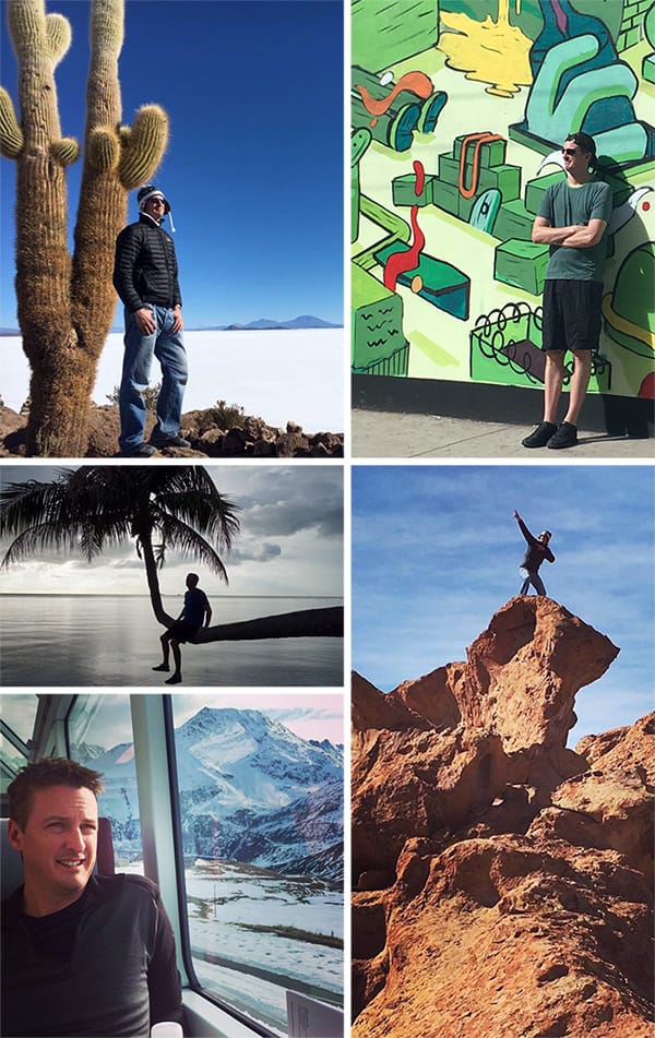 Travel collage of a guy