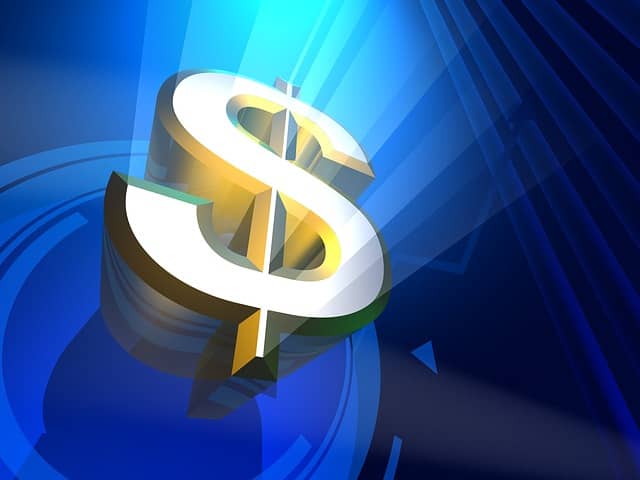 big dollar sign with blue background