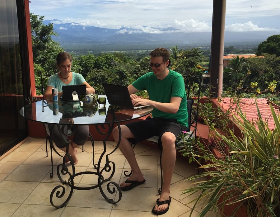 remote working with a woman and a man